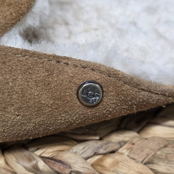 Ugg Lane Suede Sheepskin Slip On Flats Mules Loafers Chestnut Women’s Size 9 - Picture 3 of 7